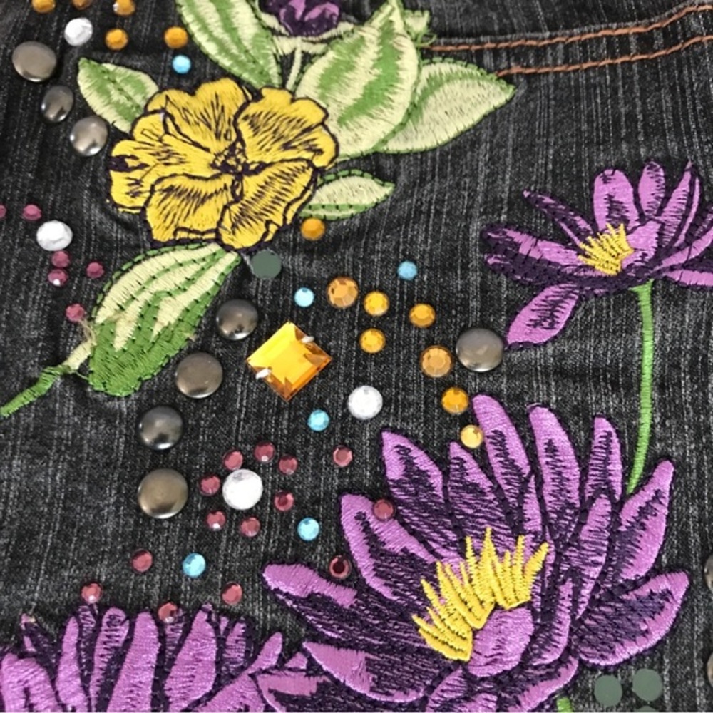 Vintage NWT XOXO Embroidered Denim Mini Circa-2000’s Spirit Bird Embroidery - Picture 7 of 13